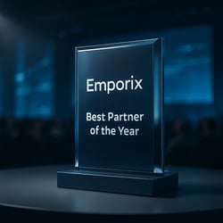 3dmodel A premium realistic award ceremony image showcasing the Emporix Best Partner of the Year Award A modern highend trophy or award plaque centere-1