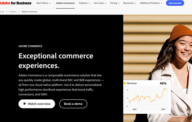 Adobe Commerce Homepage Screenshot