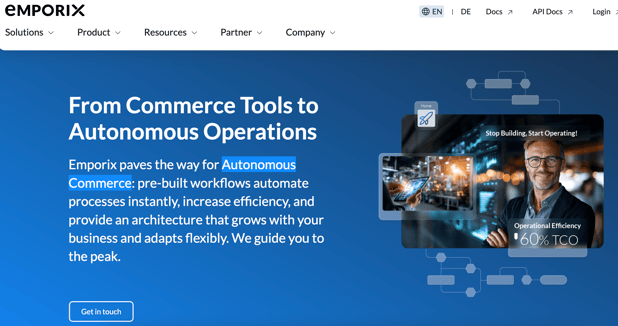 Emporix Homepage Screenshot