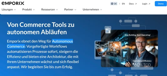 Emporix Homepage Screenshot